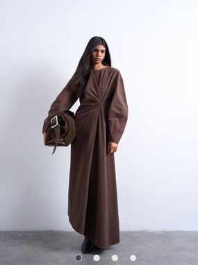 Topshop Brown Twist Detail Maxi Dress